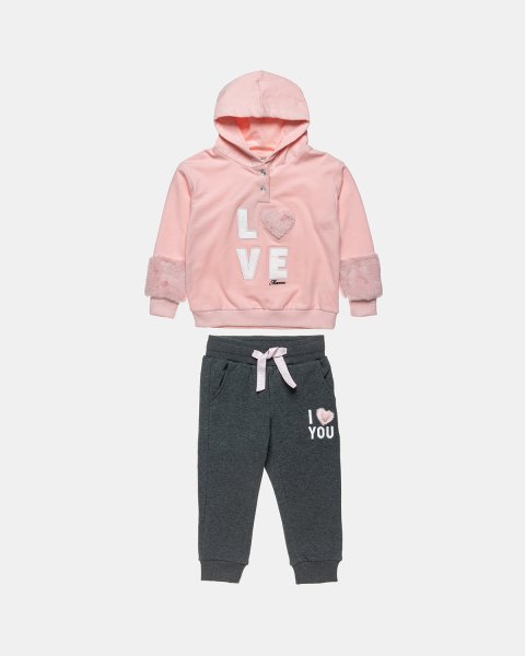 Tracksuit cotton fleece blend Moovers top with faux fur (12 months-5 years)