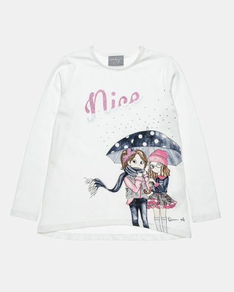Set top with glitter details and denim leggings (6-14 years)
