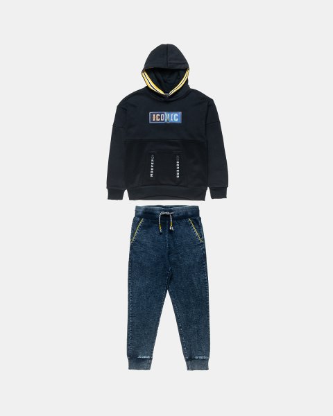 Tracksuit cotton fleece blend Moovers top and pants with jeans effect (6-16 years)