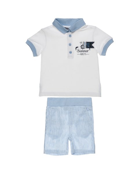 Σετ μπλούζα polo & ριγέ βερμούδα (9 μηνών-5 ετών)