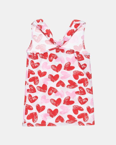 Dress with heart pattern and with cross back design (6-14 years)