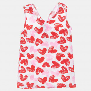 Φόρεμα με μοτίβο καρδιές και χιαστή πλάτη (6-14 ετών)