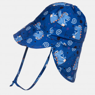 Hat with brim and neck protection with dinosaur pattern (2-4 years)