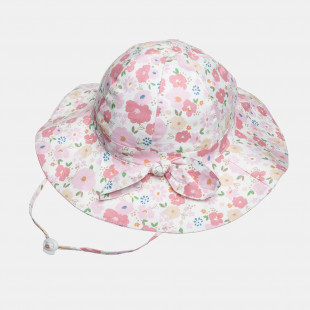 Bucket hat with floral pattern and a bow (2-4 years)