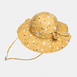 Bucket hat with flowers pattern and bow (2-4 years)