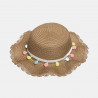 Straw hat with pom pon and hanging purse (2-4 years)