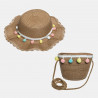 Straw hat with pom pon and hanging purse (2-4 years)