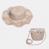 Straw hat with pom pon and hanging purse (2-4 years)