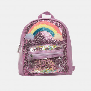 Backpack purple rainbow with sequins, glitter and confetti