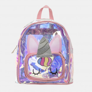 Backpack unicorn iridescent pink transparent