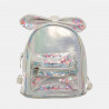 Backpack silver with decorative bow and confetti