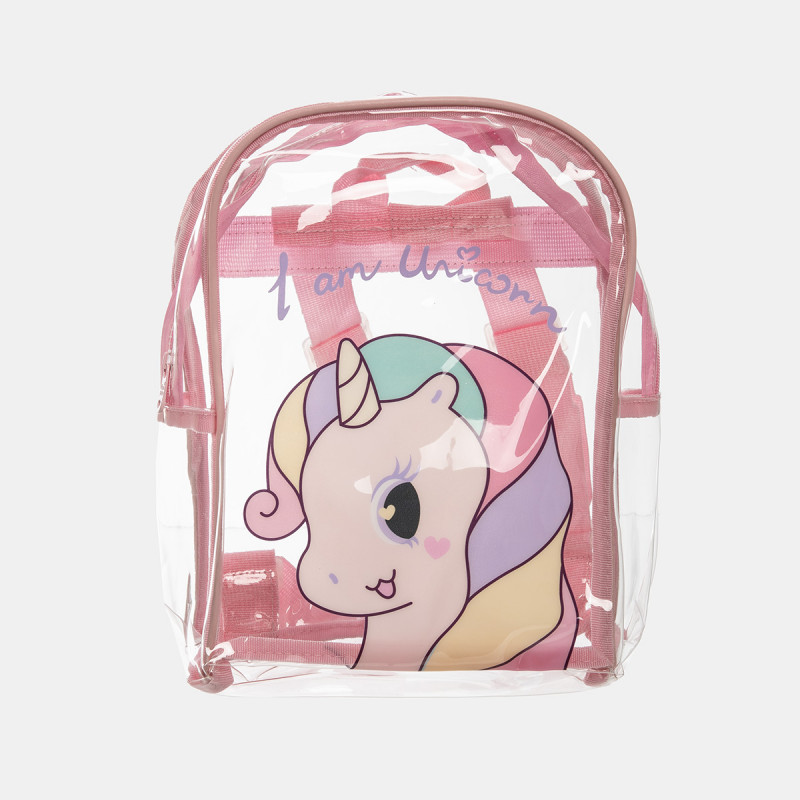 Backpack unicorn pink transparent