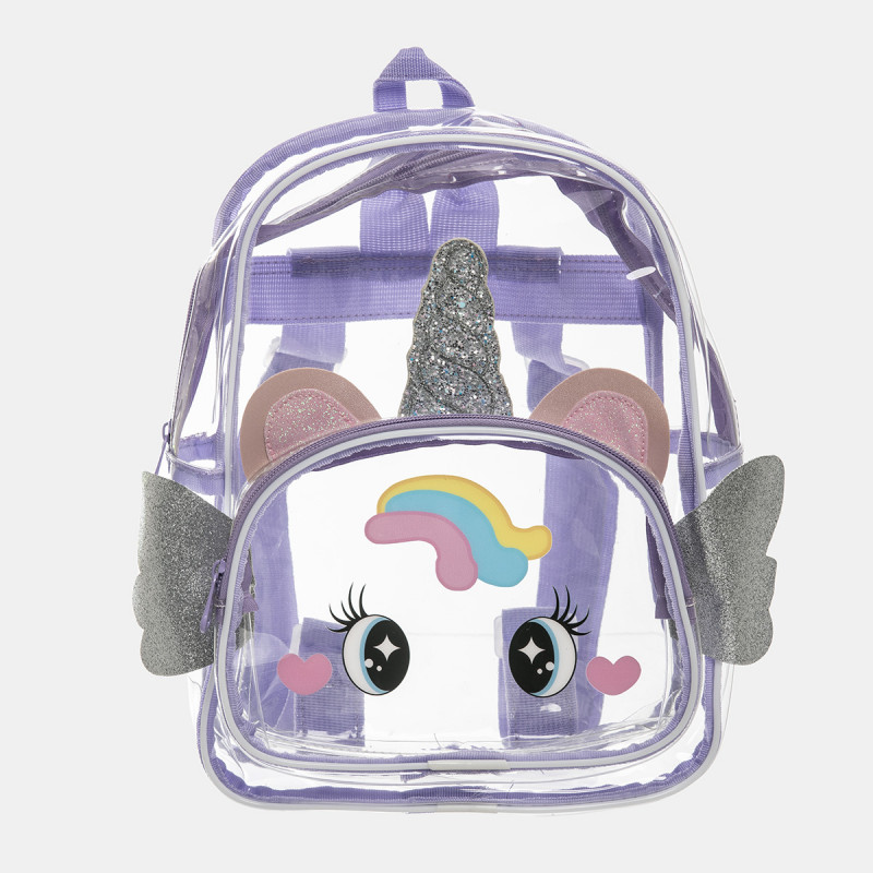 Backpack transparent purple unicorn