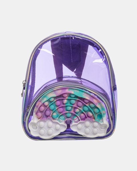 Backpack transparent rainbow pocket with pop bubble