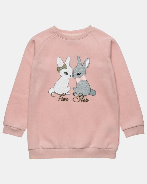 Long sleeve top cotton fleece blend with glitter print detail (12 months-5 years)