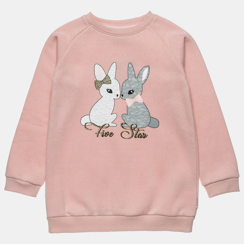 Long sleeve top cotton fleece blend with glitter print detail (12 months-5 years)