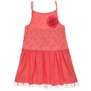 Φόρεμα με δαντέλα και λουλούδι απο τούλι (6-16 ετών)