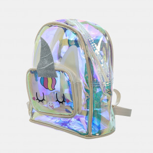 Backpack unicorn iridescent gold transparent