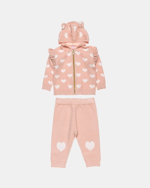 Set knitted with heart pattern (3-18 months)