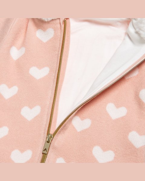 Pramsuit knitted with heart pattern (1-12 months)