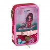 Pencil case Santoro with double zipper and slots dark pink