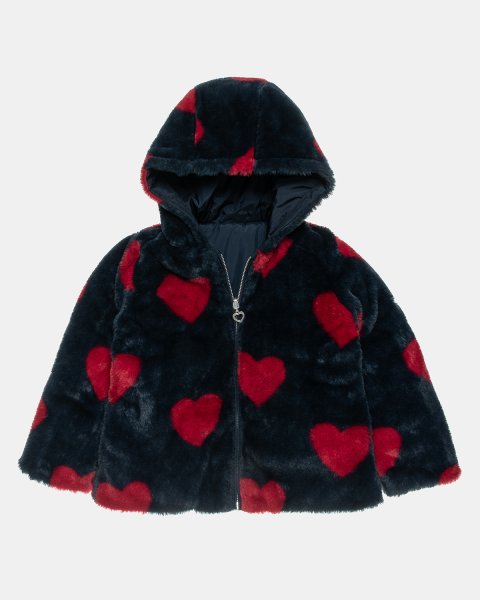 Jacket double-sided with heart pattern from ecological fur (18 months-5 years)