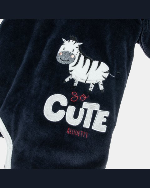 Pramsuit velour Tender Comforts with fur details and embroidery (1-12 months)