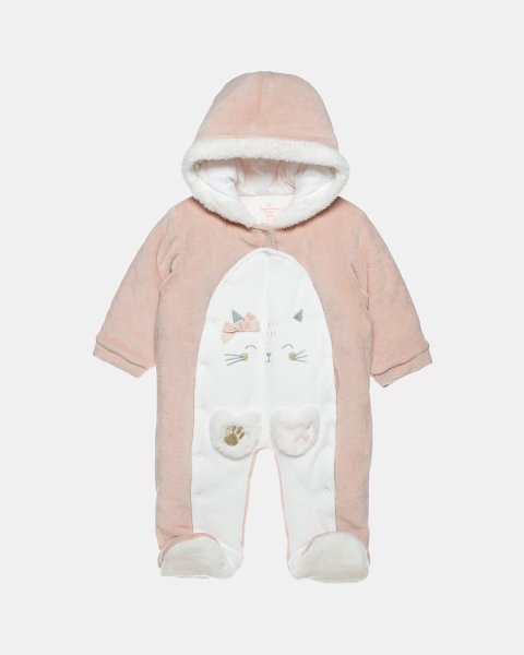 Pramsuit velour Tender Comforts with fur details (1-12 months)