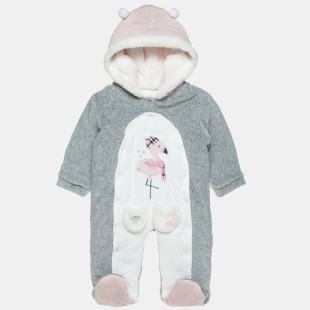 Pramsuit velour Tender Comforts with fur details (1-12 months)