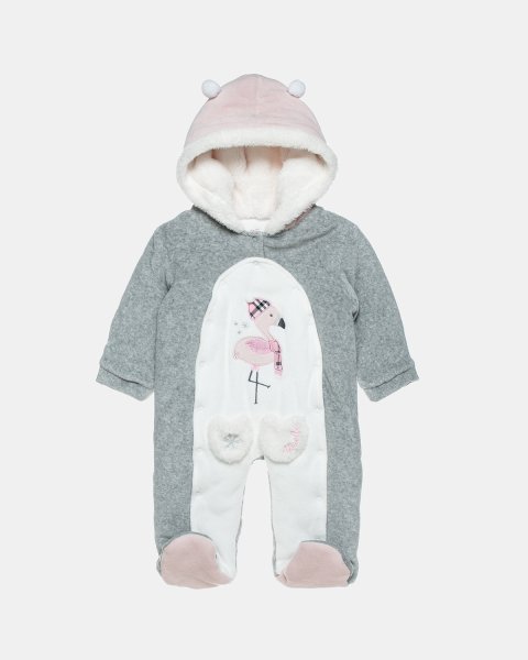 Pramsuit velour Tender Comforts with fur details (1-12 months)