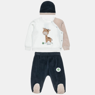 Set velour Tender Comforts with giraffe embroidery (3-12 months)