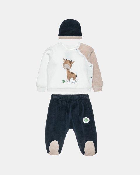 Set velour Tender Comforts with giraffe embroidery (3-12 months)