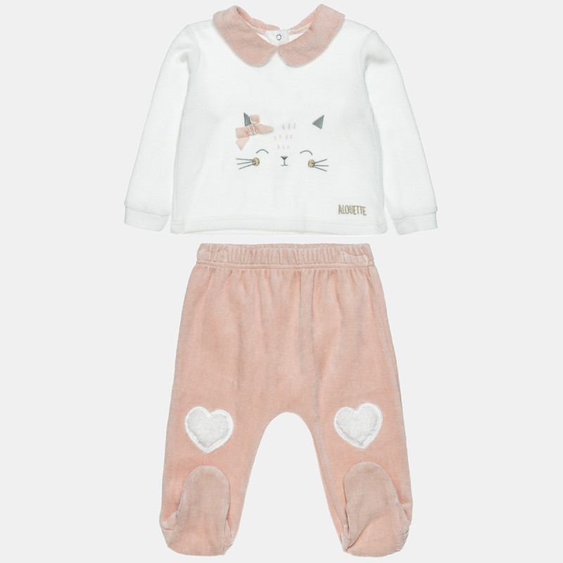 Set velour Tender Comforts with cat embroidery (3-12 months)