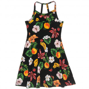 Φόρεμα φλοράλ με βολάν με τιράντες (6-14 ετών)