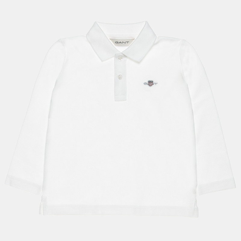 Long sleeve pique polo Gant top with embroidery (2-7 years)