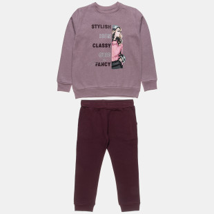 Tracksuit cotton fleece blend with glitter details (6-16 years)