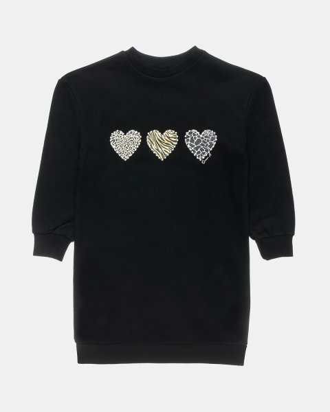Dress cotton fleece blend with embroidery and pearls (6-14 years)
